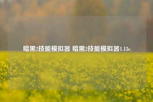 暗黑2技能模拟器 暗黑2技能模拟器1.13c-第1张图片
